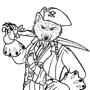 Wolf Pirate line art